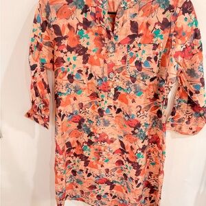 Floral Watercolor Tunic suit in Peach & Teal
